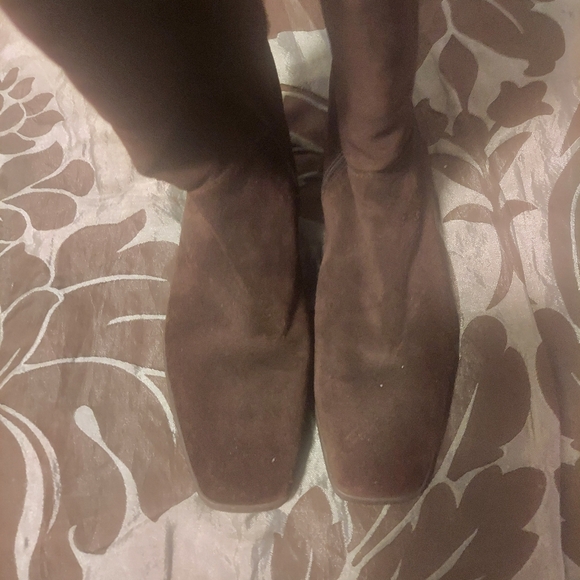 Stuart Weitzman Alaska Boots Brown Cola Sport Suede Sherpa Foldover Size 8.5 - Picture 6 of 8